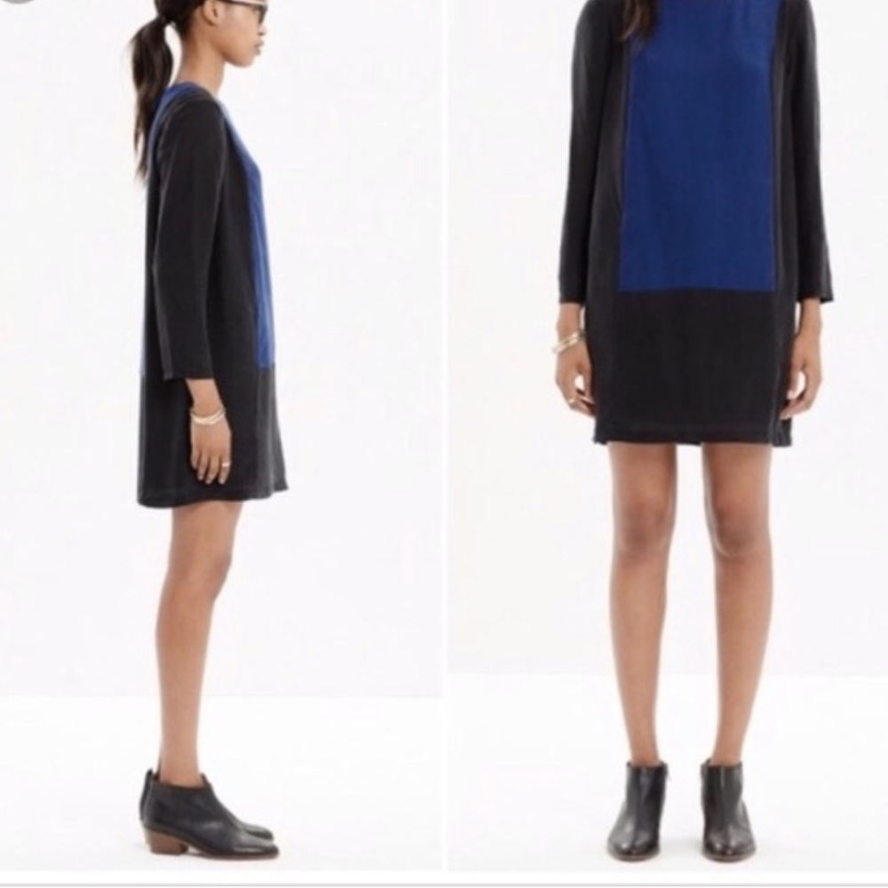 Madewell Centerpiece Colorblock Shift Silk Dress